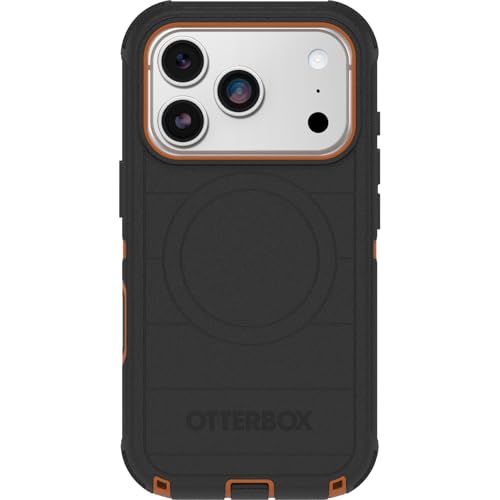 OtterBox iPhone 17 Pro (Only) - Defender Series Case - Black Chateau (Black & Orange) - Snaps on MagSafe - Tough - Rugged & Durable - color: Black Chateau (Black & Orange), style: iPhone 17 Pro