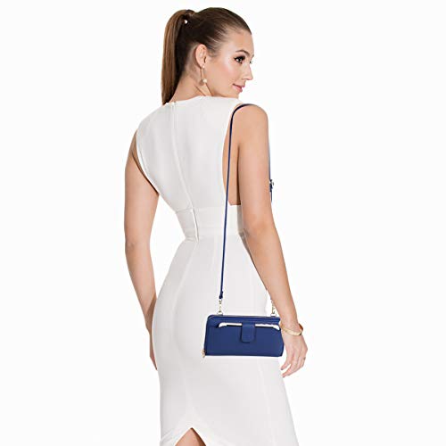 K . A Womens Wristlet Wallet Crossbody Bag Cellphone Purse Handbag RFID Card Slots 2 Strap Wrist - color: Blue