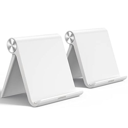 UGREEN Tablet Stand Holder for Desk 2 Pack Stand Compatible with iPad 10.2 11 Inch 9.7 Pro Mini 6 5 4 3, Desktop Portable Phone Holder Adjustable Home Office Accessories, White - color: White