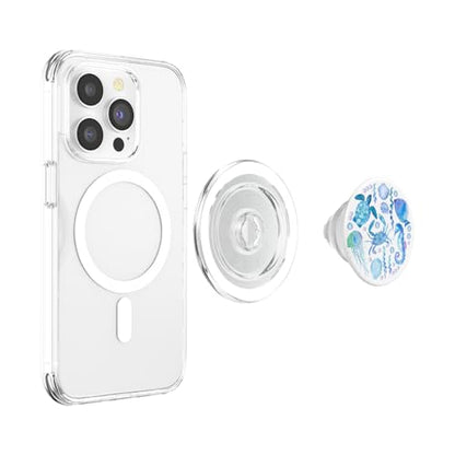 Cute Sea Ocean Life Turtle Crab Seahorse Fish Watercolor PopSockets PopGrip for MagSafe - style: Magnetic PopGrip