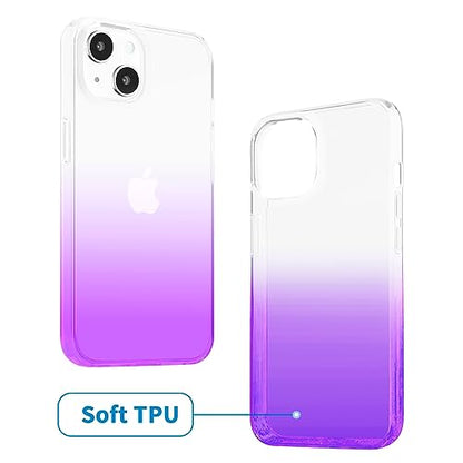 JJGoo Compatible with iPhone 14 Case Clear, Soft Shockproof Protective Slim Thin Phone Bumper Cover Transparent Phone Case, Gradient Purple - color: Gradient Purple