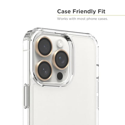 PureGear Camera Lens Protector for Apple iPhone 16Pro, 16ProMax, 15Pro & 15ProMax, Protects Camera Lens from Drops & Scratches, Ultra-Thin HD Tempered Glass Individual Ring Cover Lens Protectors -Gold - color: Gold