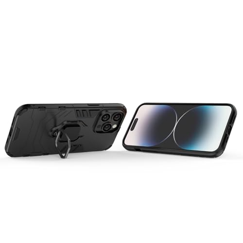 Magnet Case for iPhone 16 Pro Max Shockproof Hard Phone Cover with Grip, Metal Ring Kickstand Bumper Shell [Compatible with Magnetic Car Mount] (Black) - size: iPhone 16 Pro Max
