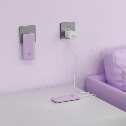 Portable Charger with Built-in Cables and AC Wall Plug, USB C External Battery Pack, 10000mAh Travel Essentials Power Bank Compatible with iPhone17/16/15/14/13, Samsung Galaxy, Pixel,Tablet and More - color: Purple