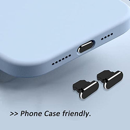 4 Pack Anti Dust Plugs Black Charging Port Plugs Compatible with iPhone 14 Pro Max 13 12 11 Mini Plus iPad Airpods, Metal Covers Protectors Prevent Your Charger Port from Dust/Lint/Water/Lost - color: 01 Midnight Black
