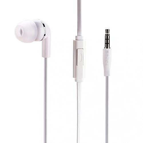 Premium Flat Wired Headset Mono Hands-Free Earphone w Mic Single Earbud Headphone Earpiece in-Ear [3.5mm] White for MetroPCS LG Aristo - MetroPCS LG G Stylo - MetroPCS LG K10