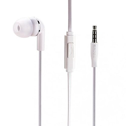 Premium Flat Wired Headset Mono Hands-Free Earphone w Mic Single Earbud Headphone Earpiece in-Ear [3.5mm] White for MetroPCS LG Aristo - MetroPCS LG G Stylo - MetroPCS LG K10