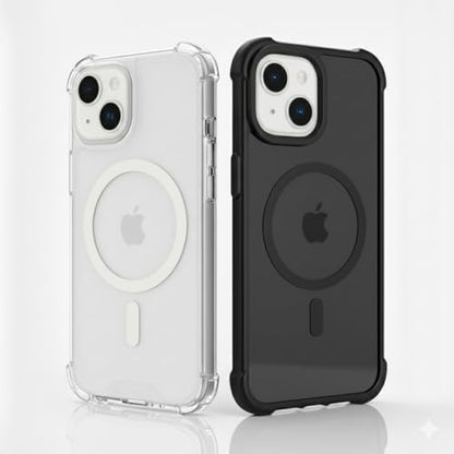 Compatible with Pack of 2 Case iPhone 15 Case Clear MagSafe + Black, 2.5mm Shockproof Military Grade Drop Protection, Hard Transparent Anti Yellowing Back - color: Clear MagSafe + Black, size: IPHONE 15