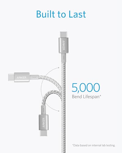 Anker USB C to USB C Cable, 100W Fast Charging Cable(1-Pack, 10 ft, Silver) - color: Sliver, size: 10ft
