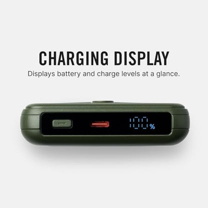 Ridge 20W Magnetic Power Bank Battery Pack 10,000mAh - Fast Charging, Compatible with MagSafe - Portable Charger Flight-Safe Travel Powerbank - Built-in Cables & Magnetic Attachment (Matte Olive) - color: Matte Olive