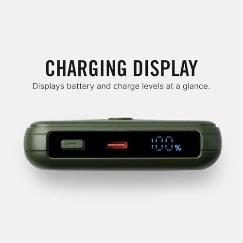 Ridge 20W Magnetic Power Bank Battery Pack 10,000mAh - Fast Charging, Compatible with MagSafe - Portable Charger Flight-Safe Travel Powerbank - Built-in Cables & Magnetic Attachment (Matte Olive) - color: Matte Olive