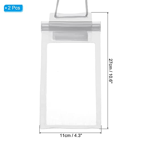 PATIKIL Waterproof Phone Pouch, 2 Pack Universal Lanyard Cellphone Dry Bag Clear Protection Cover Bag for Beach Swimming Pool, White - color: White