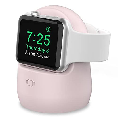 AhaStyle iWatch Stand Silicone Charging Dock Holder for Apple Watch Ultra 2, Ultra, SE2, Series SE, 7 6 5 4 3 2 1 (45/44/42/41/40/38mm), (Pink) - color: Pink