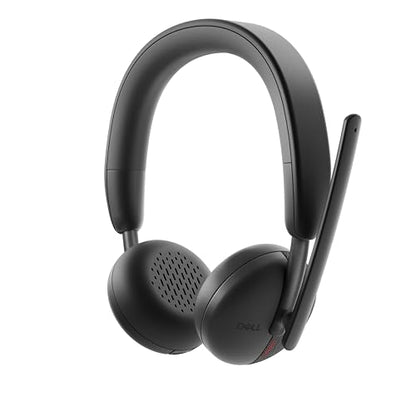 Dell WL3024 Wireless Headset - Leatherette Headband, Built-in AI-Based Noise Cancellation Microphone, Boom mic - Black