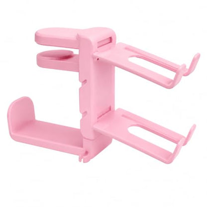Rotating Headphone Stand with 360° Swivel - Adjustable Clamp-on Under Desk Headset Holder, Universal Gaming & Office Headphone Hanger - color: Pink