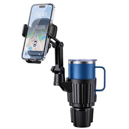 YUHENG Upgraded Cup Holder Phone Mount for Car - Permanent Screw-Fixed Base (No Wobble), Offset Space-Saving Design,Universal Adjustable Cell Phone Cradle for iPhone, Android, SUV, Truck