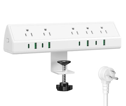 Jgstkcity Desk Clamp Power Strip USB C 45W,8 USB,10FT Cable,White - color: White, size: 10 FT
