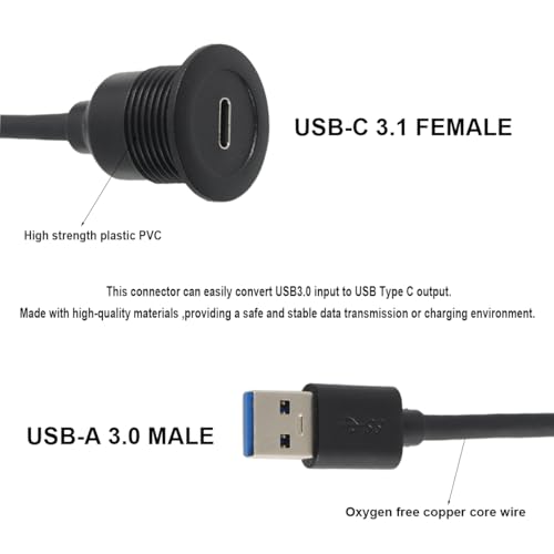PENGLIN USB3.0 Male to USB-C Female Converter Adapter(12 Inch) - size: Single Port
