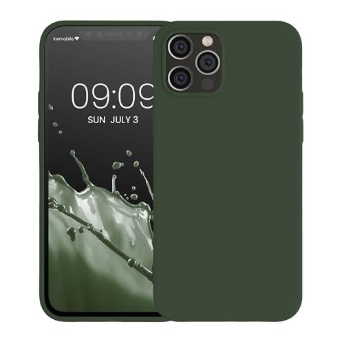 kwmobile Case Compatible with Apple iPhone 12 / iPhone 12 Pro Case - Soft Slim Protective TPU Silicone Cover - Dark Green - color: dark green