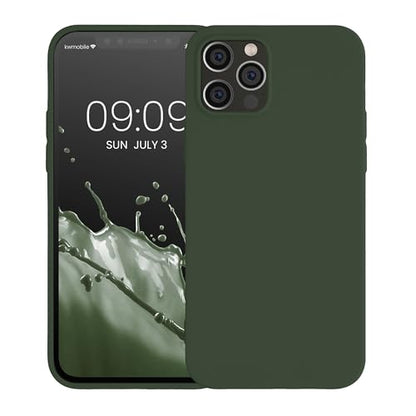 kwmobile Case Compatible with Apple iPhone 12 / iPhone 12 Pro Case - Soft Slim Protective TPU Silicone Cover - Dark Green - color: dark green
