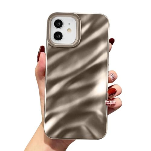 QLTYPRI Compatible with iPhone 11 Case, Cute Wave Water Ripple Pattern Case for Girls Women, Slim Satin Glossy Soft Silicone TPU Bumper Shockproof Protective Phone Cover for iPhone 11 - Desert Gold - color: Desert Gold, size: iPhone 11