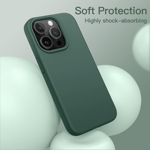 JETech Silicone Case for iPhone 14 Pro, Midnight Green | Silky Soft Touch, Shockproof Protection, Scratch Resistant, Microfiber Lining - color: Midnight Green, size: iPhone 14 Pro