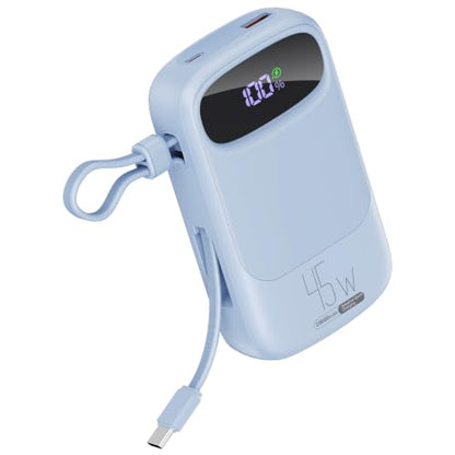 RETMSR Portable Charger 20000mAh 45W USB C Fast Charging, Built-in Cable - color: Sky Blue