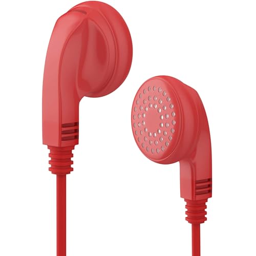 Maeline Bulk Earphones with 3.5 mm Headphone Plug - 100 Pack - Red - color: Red, size: 100 Pack