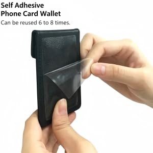 Self Adhesive Phone Card Wallet with Ring Stand Flip Cover, Black - color: Black
