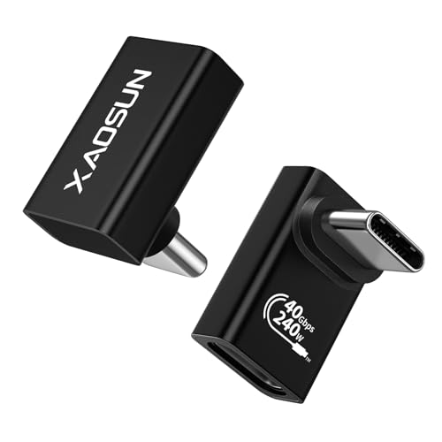 XAOSUN 40Gbps 90 Degree USB C Adapter, Right Angle USB4.0 Converter 2-Pack - color: 90 Degree-Black