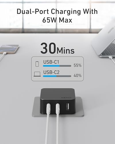 Nekmit 67W Flat USB C Charger Block, 3-Port GaN Fast Wall Charger, USB C Wall Plug for MacBook Pro/Air, iPad, iPhone, Galaxy and More - color: Black