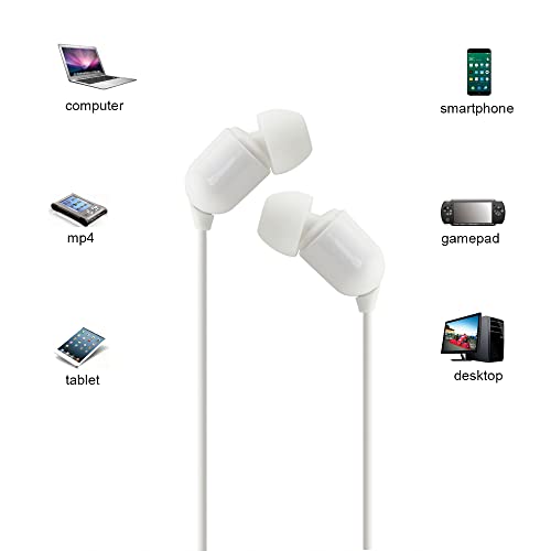 YOCUNKER 3.5mm Wired Earphone, in-Ear Earbuds, High Sound Quality, 3 Meter Length Cord, Lightweight, Smartphone/Tablet/Laptop/TV Earphones, Watch TV from a Distance, No Microphone(White) - color: White