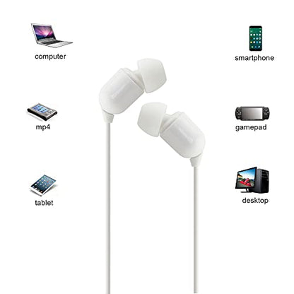 YOCUNKER 3.5mm Wired Earphone, in-Ear Earbuds, High Sound Quality, 3 Meter Length Cord, Lightweight, Smartphone/Tablet/Laptop/TV Earphones, Watch TV from a Distance, No Microphone(White) - color: White