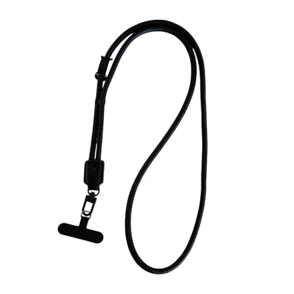 Phone Leather Lanyard with Tabs,Adjustable Anti Theft Phone Crossbody Strap for iPhone and Smartphone,Purse - color: Black