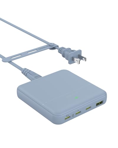USB C Charging Station Slim, 67W Max 4-Port GaN Desktop Charger - color: Blue