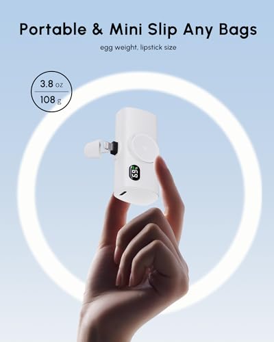 Little Power Bank Portable Charger for iPhone, 15W PD Fast Charging 5000mah External Battery Charger [0%-100%] Compatible with iPhone 14 Pro Max/13/12/11/XR/XS Max/6s/6s Plus/12mini/EarPods-White - color: White