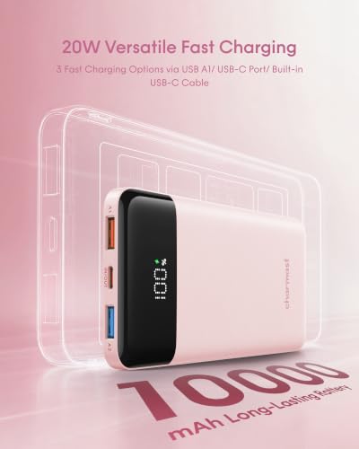 charmast Portable Charger,Fast Charging Power Bank - color: Dustypink