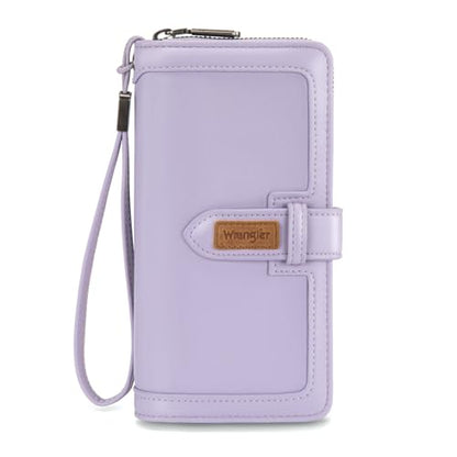 X Wrangler Women's Wallets Bifold Wristlet Wallets for Women Large Capacity Credit Card Wallet with ID Window - color: Purple