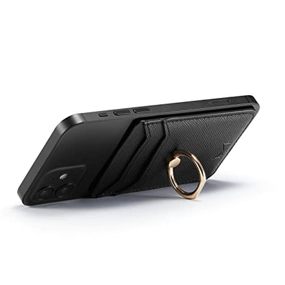 Phone Card Holder with Ring Grip for Back of Phone,Adhesive Stick-on Credit Card Wallet Pocket for iPhone,Android and Smartphones (Grey) - color: Grey