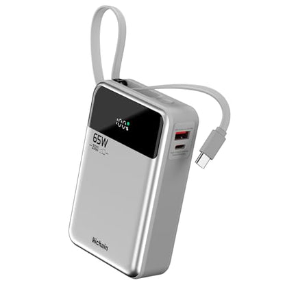 Hichain Laptop Power Bank 65W 20000mAh Portable Charger Silver - color: Silver
