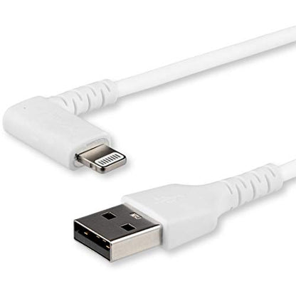 StarTech 3.3ft/1m Angled USB-A to Lightning Cable, White (RUSBLTMM1MWR) - color: White, size: 1m