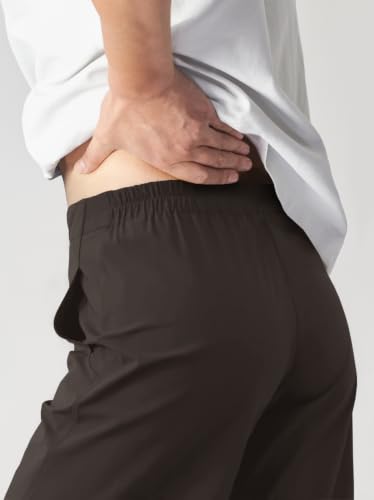 Womens Barrel Travel Pants Elastic Waist Baggy Ankle Pants with Pockets - color: Stretchy-coffee, size: X-Small