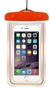 Waterproof Phone Pouch 2 Pack, Universal IPX8 Phone Dry Bag Case with Lanyard, Clear Touch Screen for iPhone, Samsung & Android, Fits Most Phones (Orange and White) - color: Orange and White