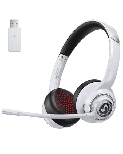Wireless Headset for Work, HD Sound Bluetooth Headphones with Mic - color: White