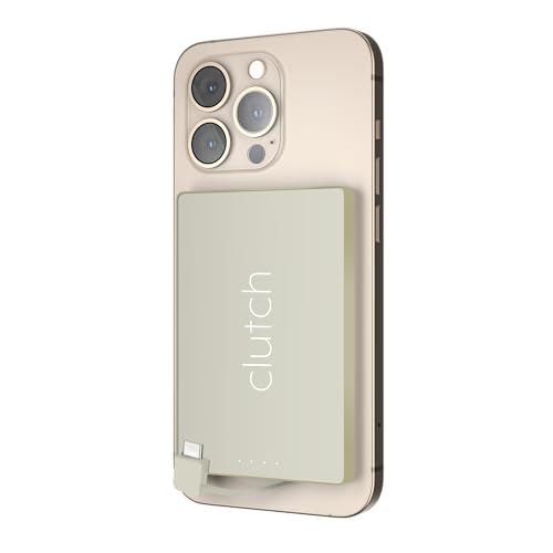 Clutch - Pro USB-C Portable Charger - Compatible with iPhone 15, 16, 17 & Android Devices - Power Bank Magnetic Battery - TSA Travel Approved - USB Rechargeable - Built-in Cable - 5000 mAh - 3.7oz - color: Ivory