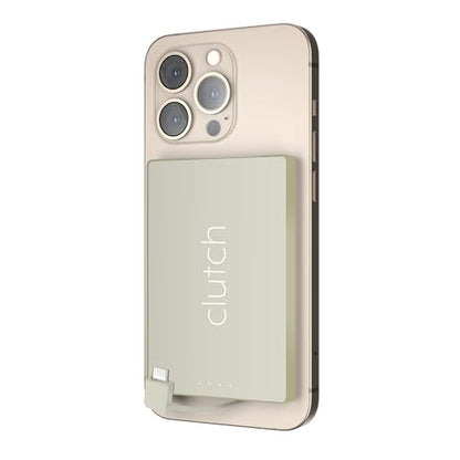 Clutch - Pro USB-C Portable Charger - Compatible with iPhone 15, 16, 17 & Android Devices - Power Bank Magnetic Battery - TSA Travel Approved - USB Rechargeable - Built-in Cable - 5000 mAh - 3.7oz - color: Ivory