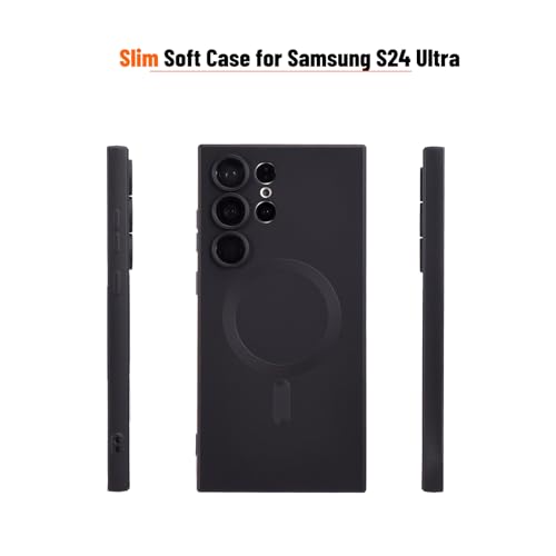 Magnetic for Samsung Galaxy S24 Ultra Case,Soft Silicone Samsung S24 Ultra Phone Case with Camera Protection,Slim Fit Anti-Scratch Samsung S24 Ultra Case Cover Compatible with MagSafe,Black - color: Black, size: S24 Ultra