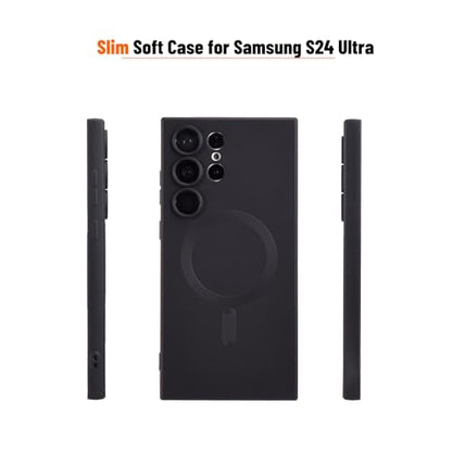 Magnetic for Samsung Galaxy S24 Ultra Case,Soft Silicone Samsung S24 Ultra Phone Case with Camera Protection,Slim Fit Anti-Scratch Samsung S24 Ultra Case Cover Compatible with MagSafe,Black - color: Black, size: S24 Ultra