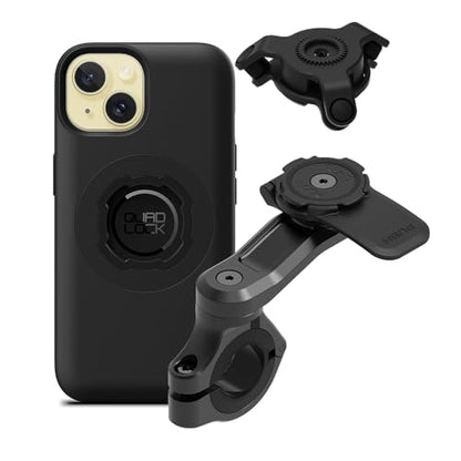 Quad Lock Motorcycle Handlebar Mount PRO Kit with Vibration Dampener and MAG Phone Case for iPhone 15 - size: iPhone 15