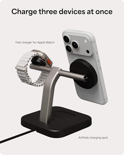 Mophie 3-in-1 Wireless Charging Stand - Qi2-Certified w/Up to 15W Power - color: Black, size: 3-in-1 Charging Stand